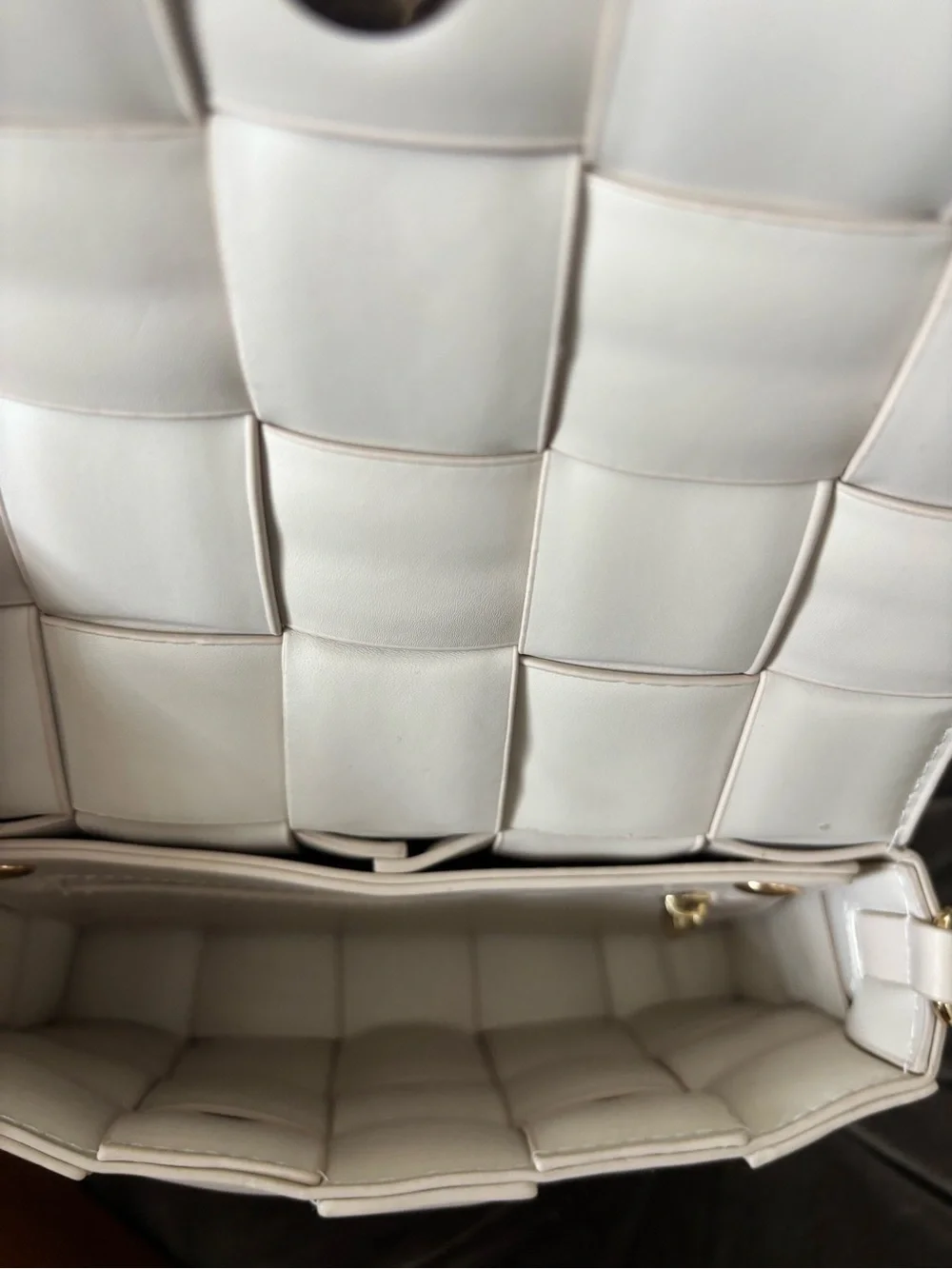 Woven Padded Clutch in Soft Cream